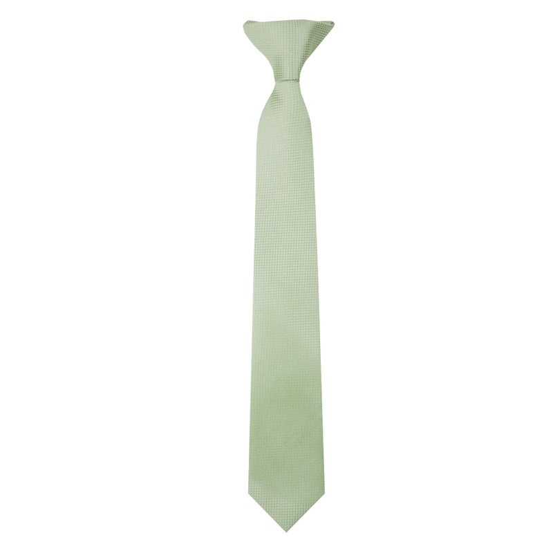 Jacob Alexander Boys' Woven Subtle Mini Squares 14-inch Clip-On Neck Tie - Sage Green - Image 1
